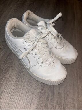 Puma White Leather Platform Trainers